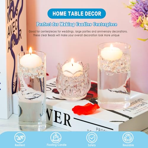 160,000 Clear Water Gel Beads for Centerpieces, Tansparent Vase Filler for Floating Candle, Christmas Decoration, Wedding Centerpiece, Floral Decorations, Soilless Planting