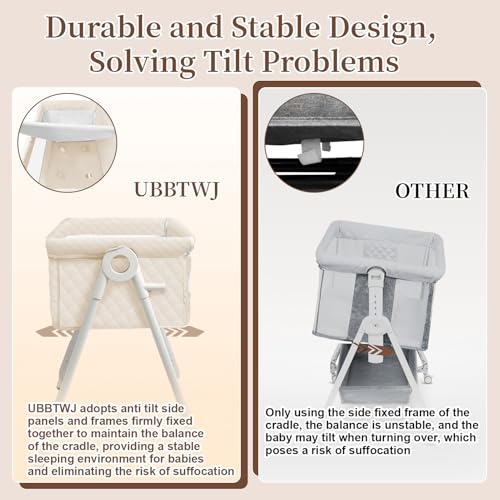 UBBTWJ White 4-in-1 Baby Bassinet Bedside Sleeper & Crib with Storage