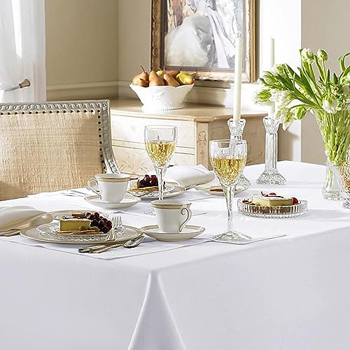 Fitable White Table Cloths 90x156 Inch 6 Pack for 8 Foot Rectangular Tables