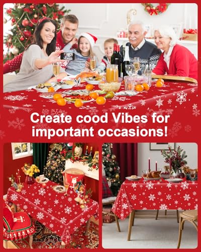 3Pack Christmas Plastic Party Tablecloth for Rectangle Tables,