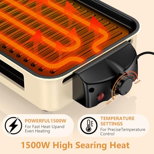 White 2-in-1 Smokeless Indoor Electric Grill with Removable Non-Stick Plate