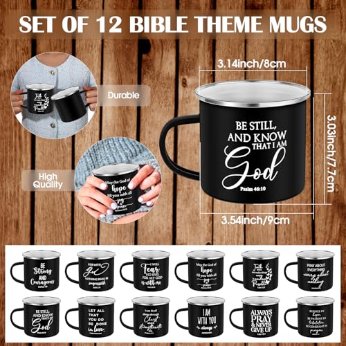 Mifoci Christian Enamel Coffee Mugs with Handle Men Women, Black, 12