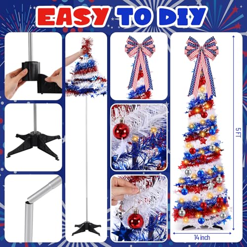 Vicenpal 16-Piece 250th Anniversary Christmas Lighted Pop-Up Tree Decorations