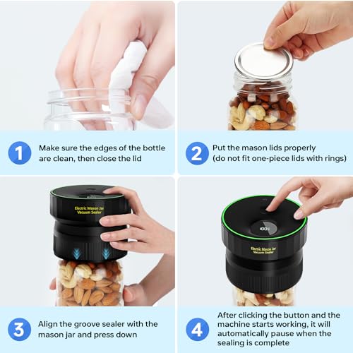 Attikbiz Black 2026 Fully Automatic Mason Jar Vacuum Sealer Kit