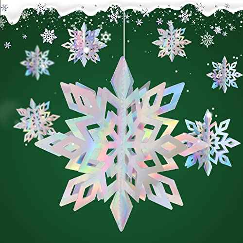 VESPRO 20PCS Winter Christmas Hanging Snowflake Decorations, 20PCS 3D Holographic Snowflakes for Christmas,Winter,Wonderland,Holiday,New Year Party,Home Decorations