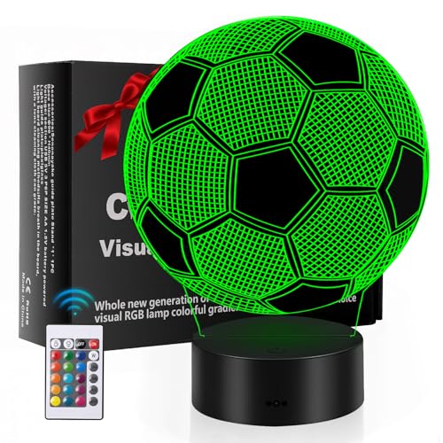 Soccer Lamp 3D Illusion Lamp 16 Color Remote Control Creative Acrylic Night Light for Room Decor Birthday Christmas Gift Sport-Themed Parties & Events