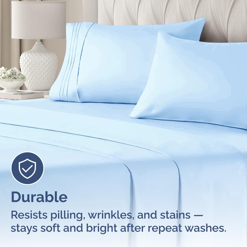 Queen Pillow Cases by [Brand Name] - Ultra Soft Hotel Quality Covers | Wrinkle-Free & Fade Resistant - Light Blue, Set of 2