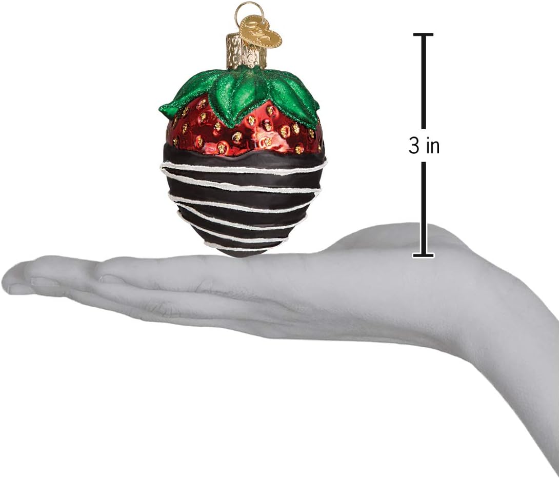 Chocolate Dipped Strawberry Glass Blown Christmas Ornaments - Old World Christmas (28116)