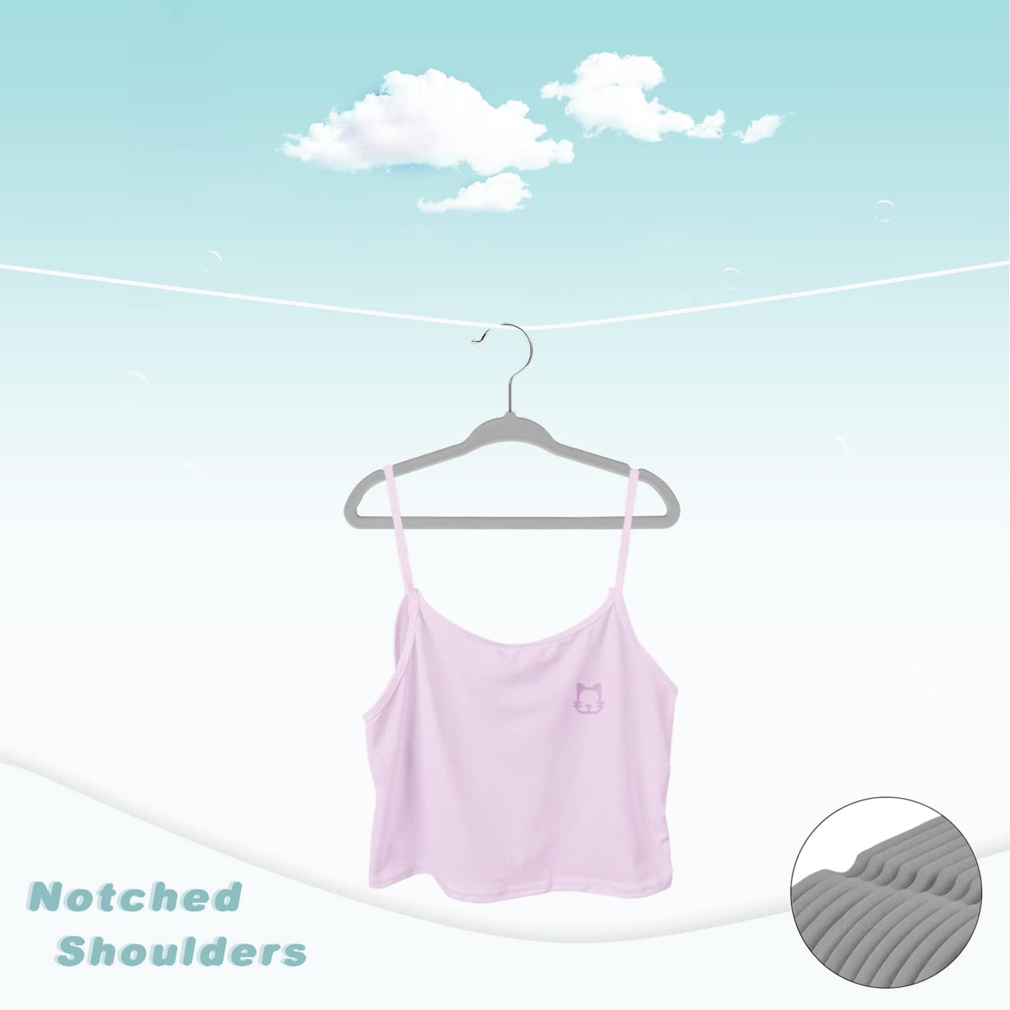 BAGAIL 50 Pack Kids Velvet Hangers 11 Inches Children's Clothes Hangers Non-Slip Baby Hangers for Infant/Toddler (Grey)