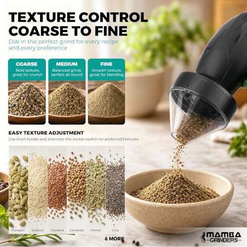 63mm Electric Seed Grinder - Rechargeable USB-C Spice Mill, Black