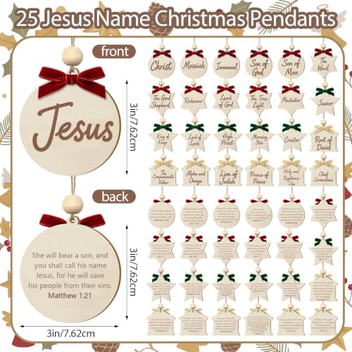 25 Pcs Names of Jesus Christmas Ornaments, 2.76 Inch