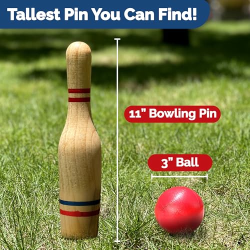 Wooden Lawn Bowling Set with Heavy Pins & Balls - Indoor & Outdoor Fun