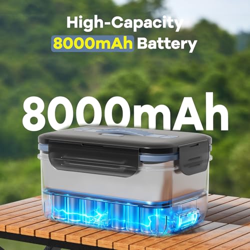 Monteka Blue Cordless Electric Lunch Box 1.8L Food Warmer Portable & Rechargeable