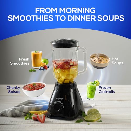 Mass Vital Blender with Glass Jar - 57 Oz, 550W Power, 3-Speed Control