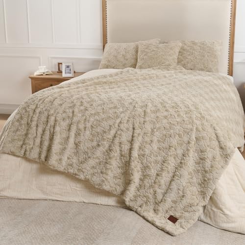 Faux Fur Rabbit Throw Blanket,Super Soft Plush Thick Warm