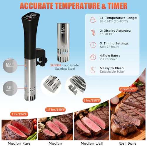 CATTLEMAN Sous Vide Cooker with 12QT Container & Lid - 1000W Precision Cooking & Wine Chiller