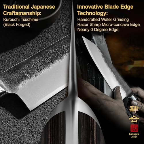 8.27 Inch Japanese Chef Knife - Razor Sharp Kiritsuke Kitchen Knife with Black Pakkawood Handle