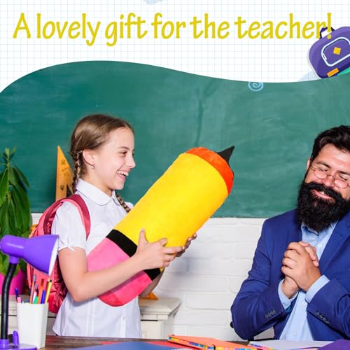 2 Pcs Cute Pencil Pillows Christmas Teacher Gift Classroom Plush Pencil Large Throw Pillow Stuffed Cushion Plush for Teacher Classroom Reading Room Sofa Decor Birthday Party Supplies