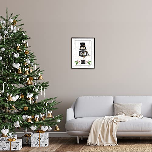 Holly Nutcracker Plaid Framed Art Print - 16x20 Inches, Black Frame, Holiday Wall Decor - Variation: Holly Nutcracker Plaid / Black / 20"L x 16"W