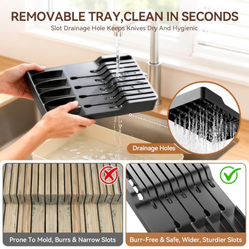 11-Piece Kitchen Knife Set with Block, Sharpener & Drawer Organizer - MAD SHARK