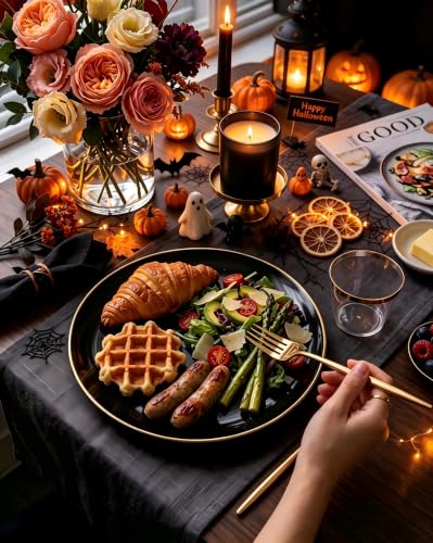 Black and Gold Disposable Plate Set for 25 Guests - Party Cutlery & Cups