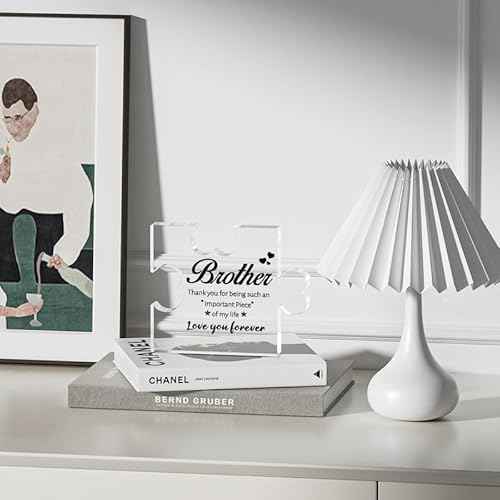 Birthday Gifts for Brother, Acrylic Puzzle Plaque Desk Decor - Brother Gifts from Sister, Gifts for Brother Adult, Brother Gifts for Fathers Day Christmas - 3.3 * 2.8inches