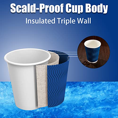 Navy 12 oz Disposable Paper Coffee Cups - 120 Pack Insulated & Heat-Resistant