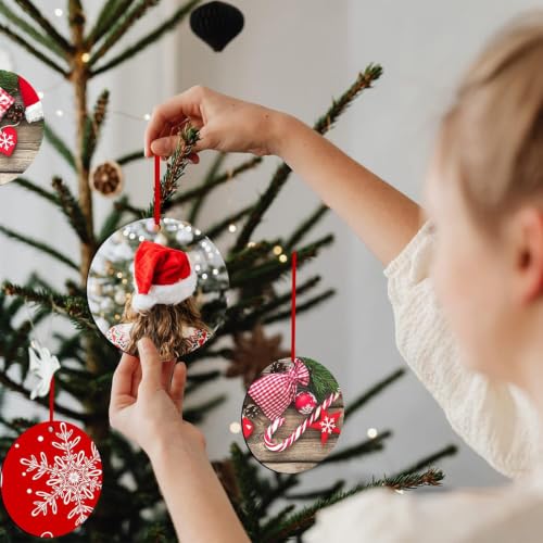 HTVRONT 26 Pcs Sublimation Ornament Blanks Double-Sided with Red String