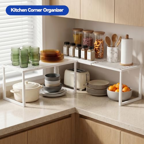 White Expandable & Stackable Kitchen Shelf Organizer - 2 Pack