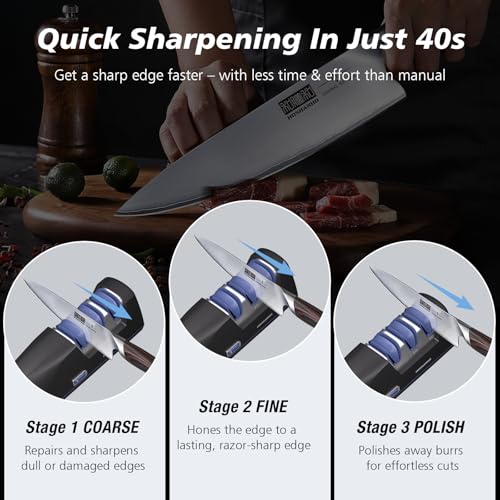 Electric Knife Sharpener - 3-Stage Kitchen Sharpening System for All Knives