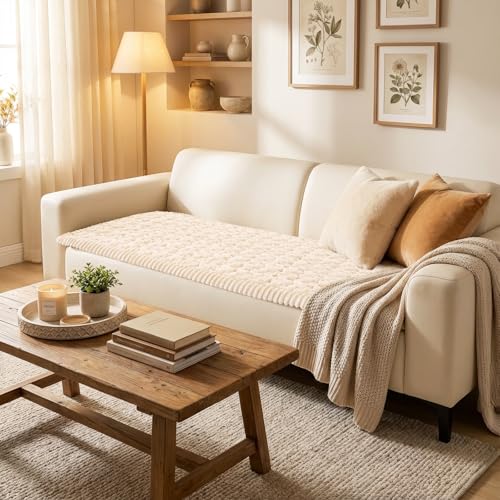 Cream Non-Slip Dog Couch Cover - Scratch-Resistant Pet Sofa Protector 27.6"x70.9"