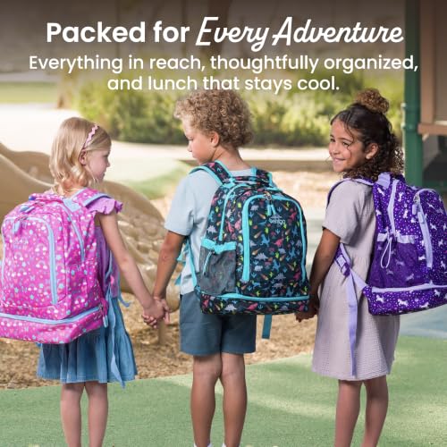 Dinosaur Kids Backpack & Insulated Lunch Bag with Padded Straps - Large