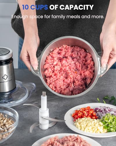 LINKChef 10-Cup Electric Food Processor & Meat Chopper - Bright Silver