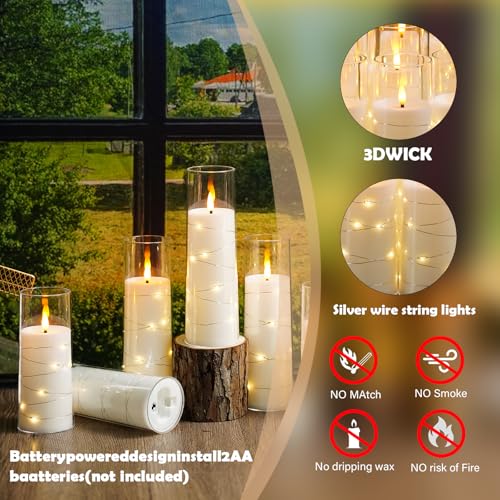 White 24-Pack Flameless Candles with Embedded Star String, Remote & Timer - Safe Home Decor