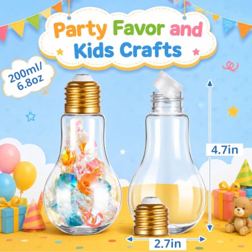 Tessco for you 72 Pcs 200 ml Plastic Light Bulb Jars Gold – Candy Jar Party Favors