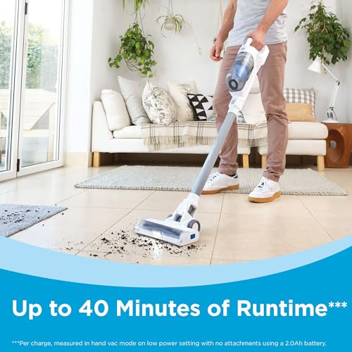Cordless Stick Vacuum Cleaner - 16V Max, Multi-Surface, LED Lights, Lightweight, Self-Standing, Anti-Tangle - Black+Decker PowerSeries