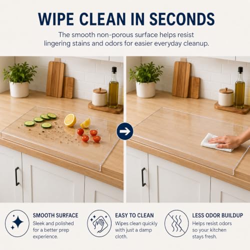 Wesiti Clear Acrylic Cutting Board with Counter Lip - 36 x 24 Inches, Large
