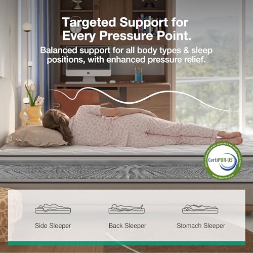 White Twin Mattress 6 Inch Bonnell Spring Hybrid Support Comfort