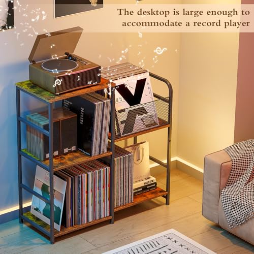 ThreeHio Record Player Stand with Vinyl Storage - Standard Edition, Holds 300+ Albums