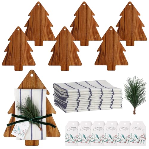 Potchen 9-Piece Christmas Tree-Shaped Cutting Board Gift Set with Towel, 11.8 x 9 inches