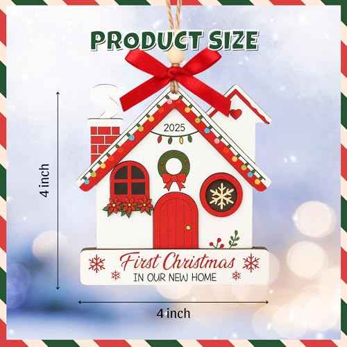 New Home Ornament 2025 ? First Christmas in Our New House ? Cute Wooden Layered Housewarming Gift ? Christmas Ornament Keepsake for Couples, Friends, or Family