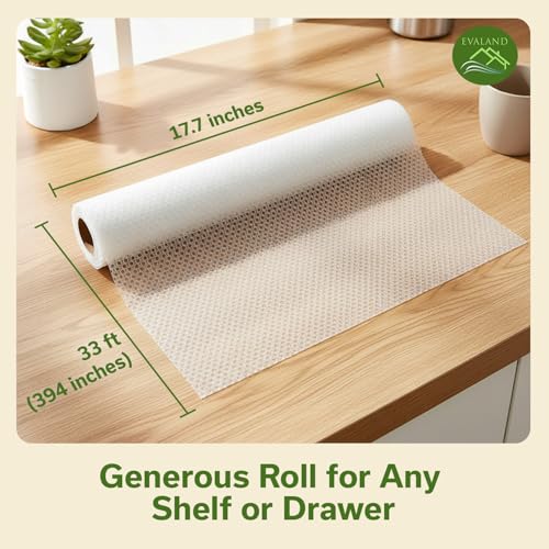 Non-Slip Clear Shelf Liner for Cabinets & Drawers - 17.7 in x 33 ft Thickened EVA