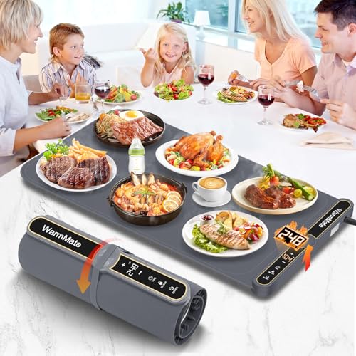 WarmMate Dark Grey Food Warming Mat with Rapid 8-Second Heating & Temp Control