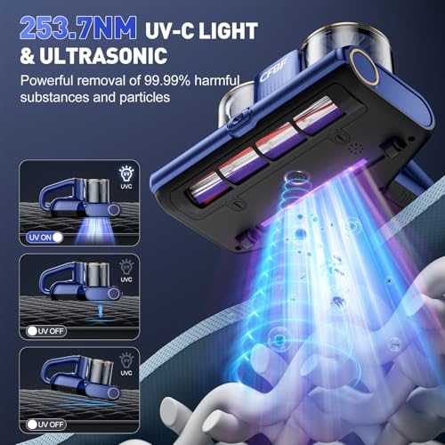 Blue & Gold Mattress Vacuum Cleaner with 16Kpa Suction UV-C Light Ultra-Deep Cleaning