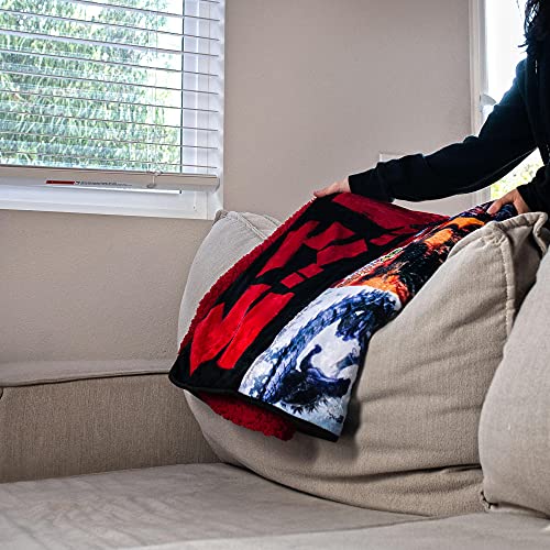 Godzilla Movie Poster Plush Throw Blanket - Oversized Cozy Fleece Cover 76x54 Inches