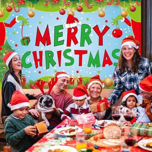 Large Merry Christmas Banner for Christmas Party Decorations, Family Gatherings, Photo Shoots and Holiday Decor for Kids Party Wall Banner