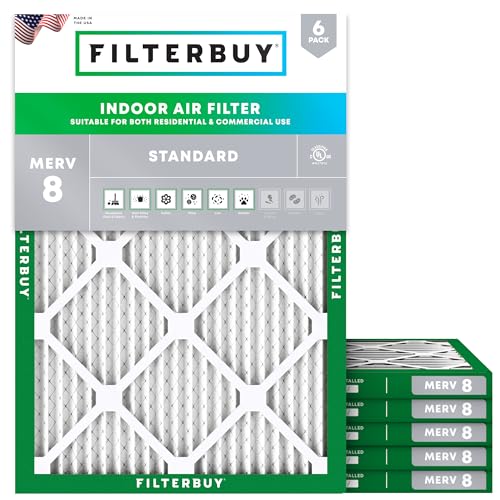 Filterbuy 18x21x1 MERV 8 Air Filter - Dust & Allergy Defense, 6-Pack