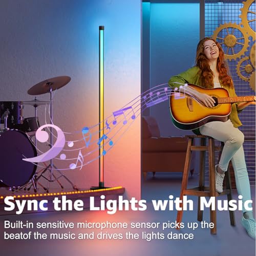 Halucky 63-Inch RGB Corner Floor Lamp 2 Pack with Music Sync & App Control