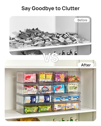 Vtopmart Stackable Plastic Storage Drawers Set of 6 – 2 Wide + 4 Small Organizers