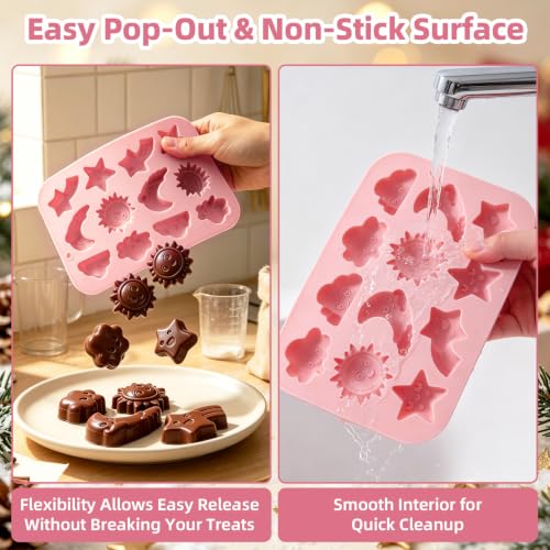 QIBOLT Mix Food Grade Silicone Chocolate & Candy Molds Set - 3-piece
